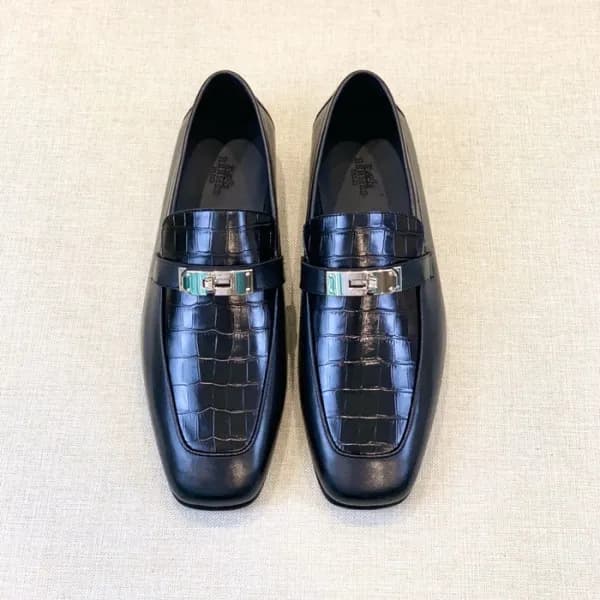 에르메스 남성 시그니처 블랙 로퍼 - Hermes Mens Black Loafer - he… - 1