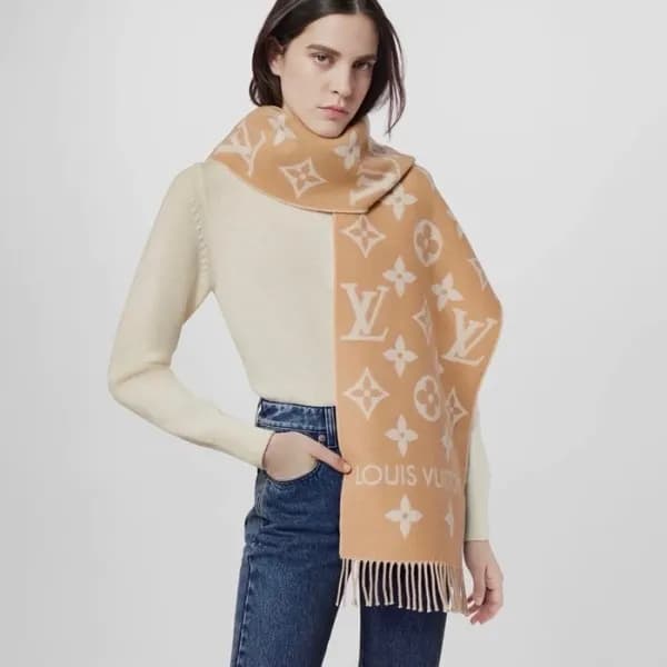 루이비통 남/녀 베이지 머플러 - Louis vuitton Unisex Beige Muff… - 1