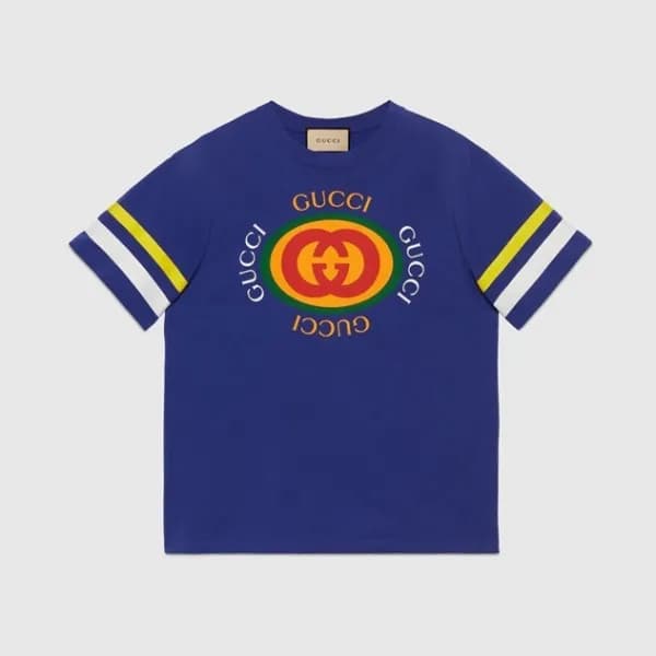 구찌 남/녀 블루 크루넥 반팔티 - Gucci Unisex Blue Short sleeve… - 1