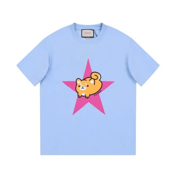 구찌 남/녀 블루 크루넥 반팔티 - Gucci Unisex Blue Short sleeve… - 1