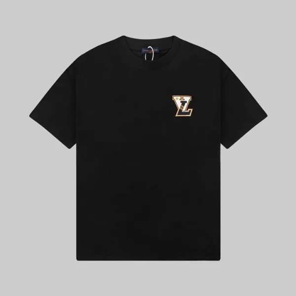 루이비통 남성 블랙 크루넥 반팔티 - Louis vuitton Mens Black Shor… - 1