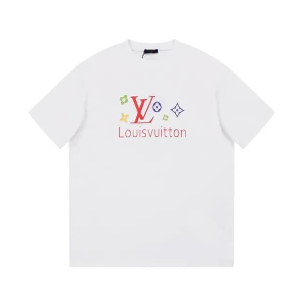 루이비통 남성 화이트 크루넥 반팔티 - Louis vuitton Mens White Sho… - 1