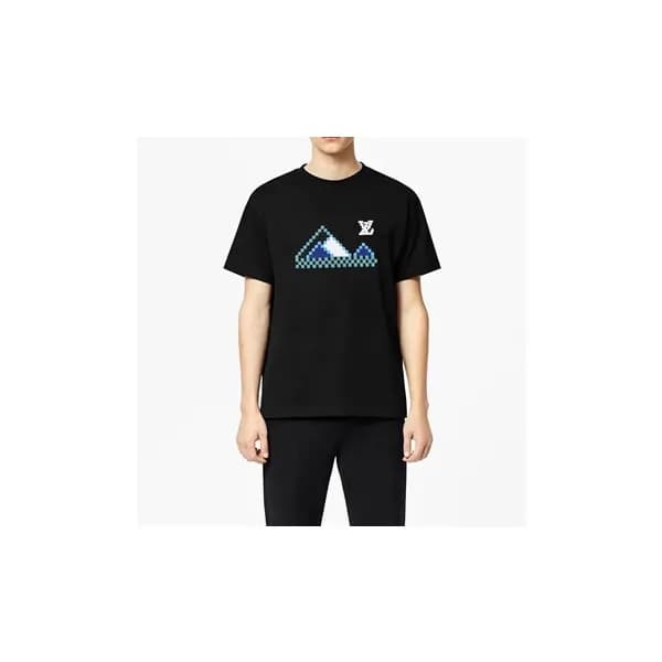 루이비통 남성 블랙 크루넥 반팔티 - Louis vuitton Mens Black Shor… - 1