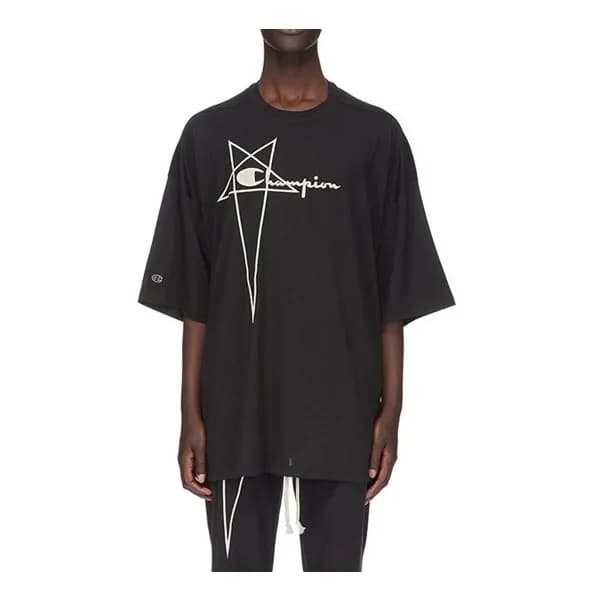 릭 오웬스 남성 모던 블랙 반팔티 - Rick Owens Mens Black Short s… - 1