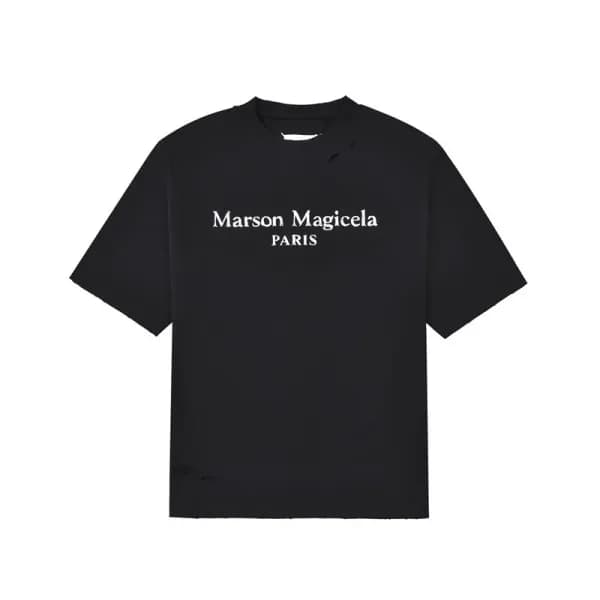 메종마르지엘라 남/녀 크루넥 블랙 반팔티 - Maison Margiela Unisex Bl… - 1