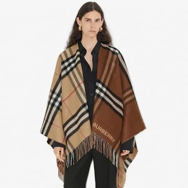 버버리 여성 브라운 양면 판쵸 - Burberry Womens Brown Pancho - … - 1