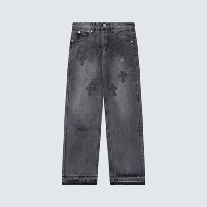 크롬하츠 남성 트렌디 그레이 청바지 - Chrom Hearts Mens Gray Jeans… - 1