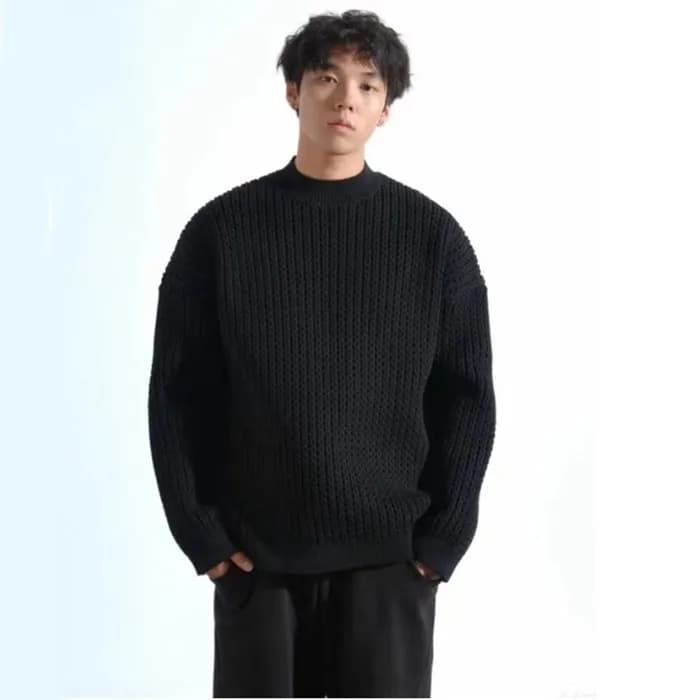 발렌시아가 남성 블랙 크루넥 니트 - Balenciaga Mens Black Knits -… - 1