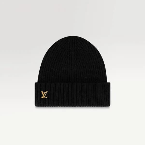 루이비통 남/녀 블랙 비니 - Louis vuitton Unisex Black Beanie… - 1
