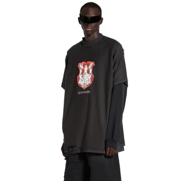 발렌시아가 남성 블랙 반팔티 - Balenciaga Mens Black Tshirts - … - 1