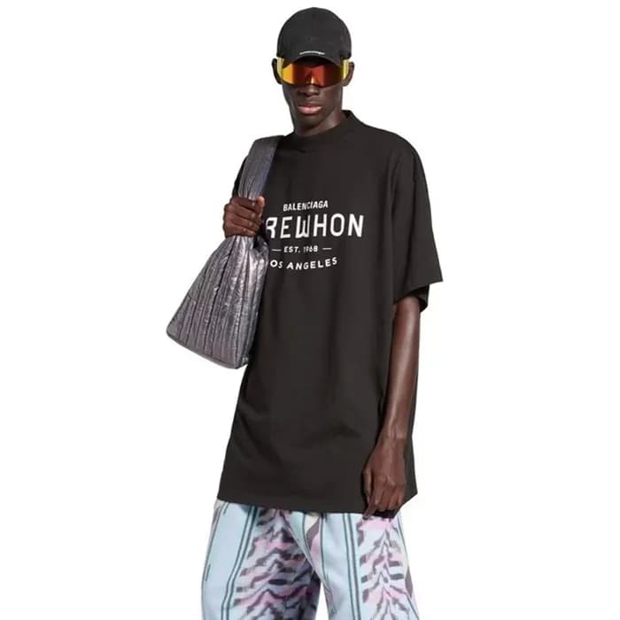 발렌시아가 남/녀 블랙 반팔 티셔츠 - Balenciaga Unisex Black Tshi… - 1