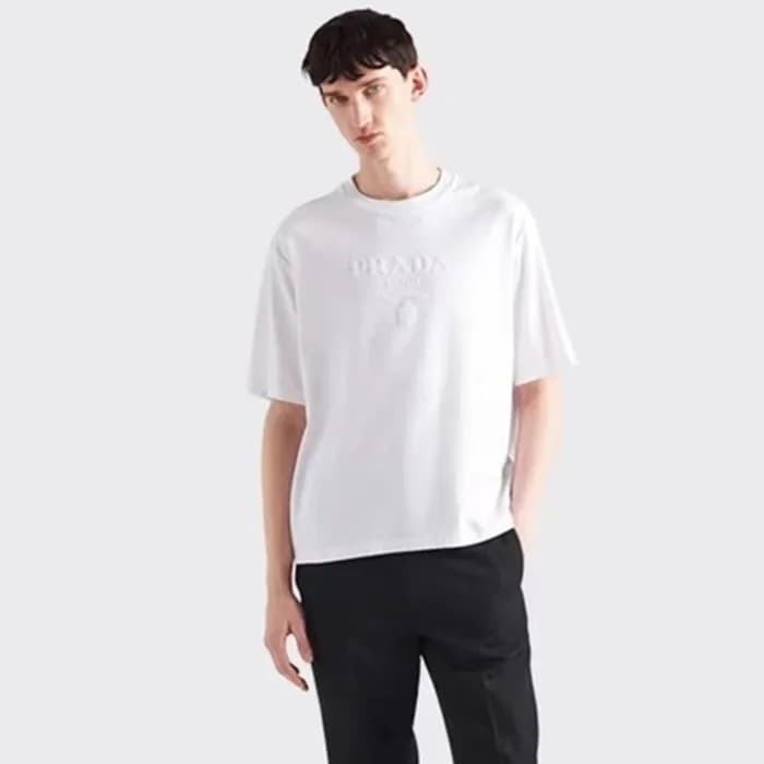 프라다 남성 화이트 반팔 티셔츠 - Prada Mens White Tshirts - prc… - 1