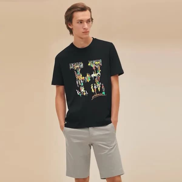 에르메스 남성 라운드 반팔티 - Hermes Mens Round Tshirt - hec51… - 1