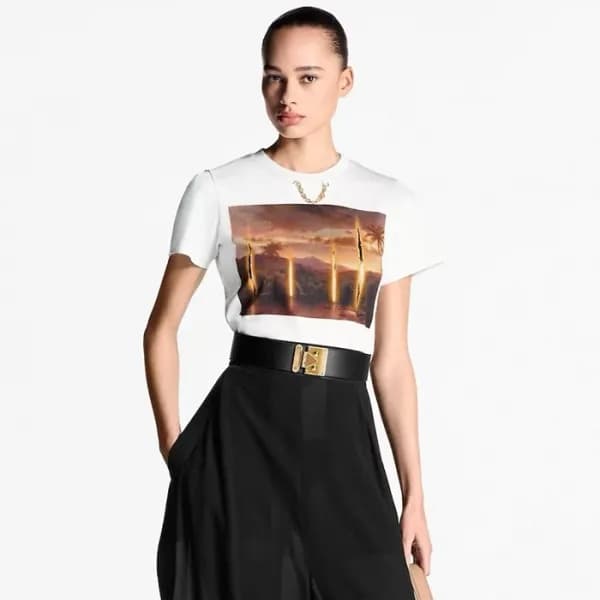 루이비통 여성 반팔 티셔츠 - Louis vuitton Womens White Tshirt… - 1