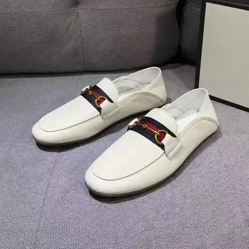 [구찌] 화이트 유팁 모카신 레더 남성용 신발 신발 gu0005x - Gucci White… - 1