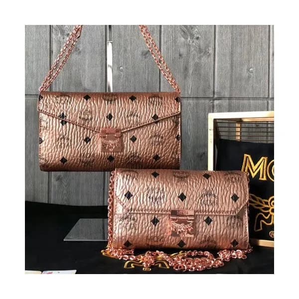 MCM 2019 Millie Visetos Leather Chain Shoulder Cro… - 1