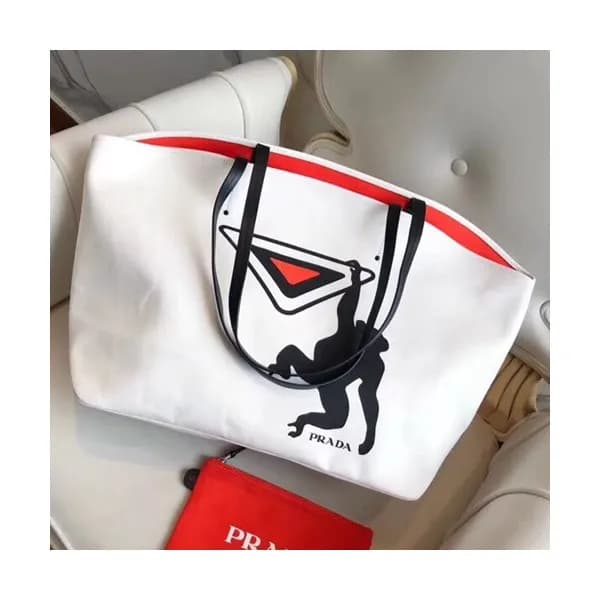 Prada 2018 Canvas Tote Shoulder Bag,40cm - 프라다 201… - 1