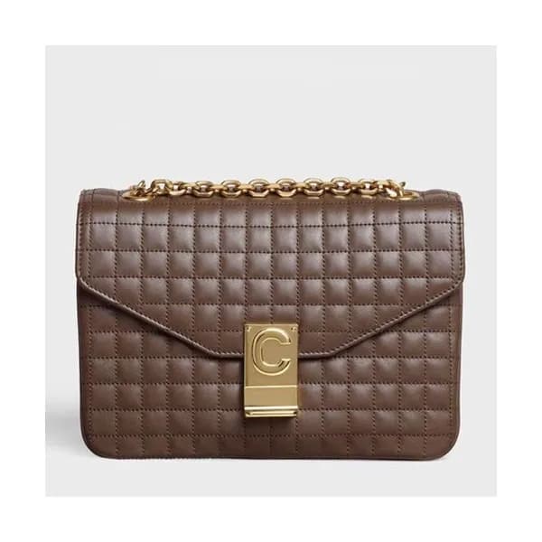 Celine C Leather Chain Shoulder Bag,22CM - 셀린느 C 레… - 1