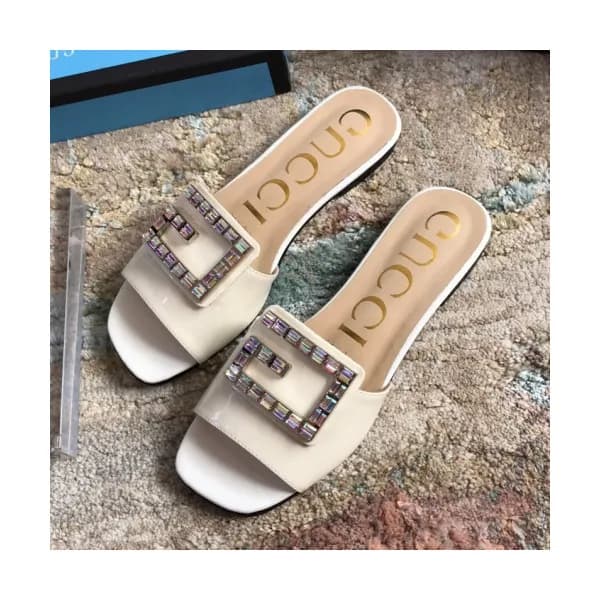 Gucci 2019 Ladies Crystal G Logo Patent Slipper - … - 1