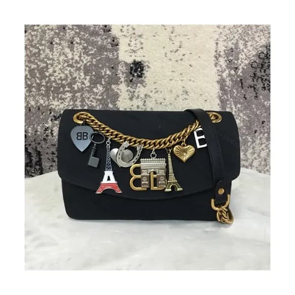 Balenciaga 2019 BB Round Canvas&Leather Chain Shou… - 1