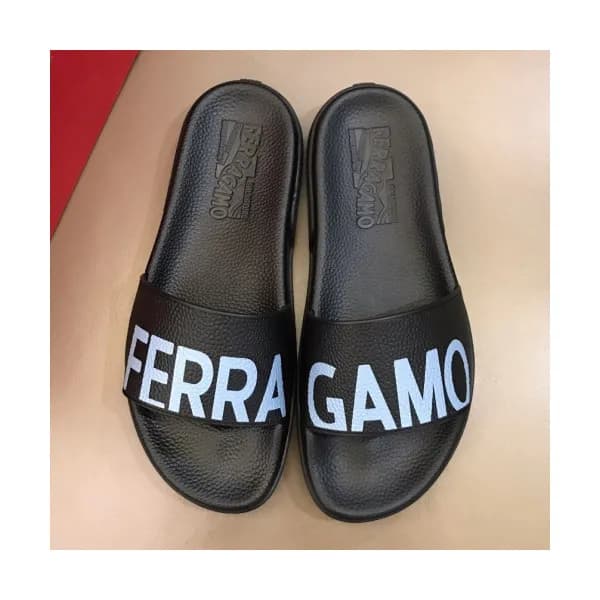 Salvatore Ferragamo 2019 Mens Logo Leather Slipper… - 1