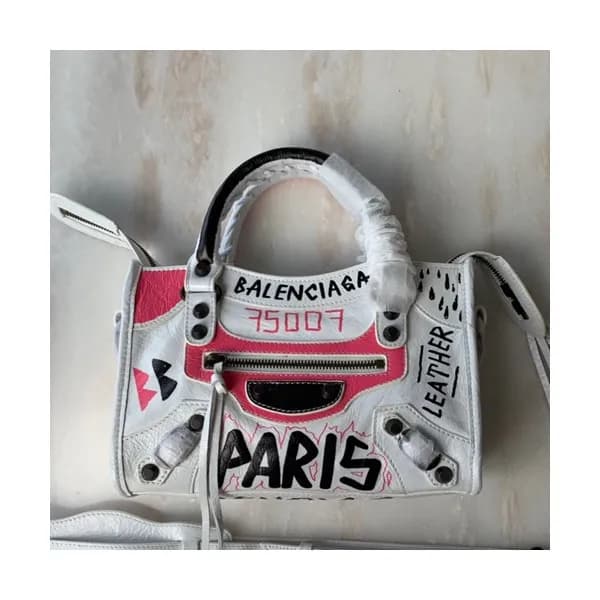 Balenciaga 2019 Graffiti Classic City Leather Smal… - 1