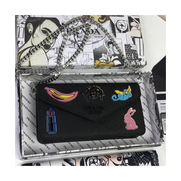 Prada 2019 Monochrome Saffiano Chain Shoulder Bag,… - 1