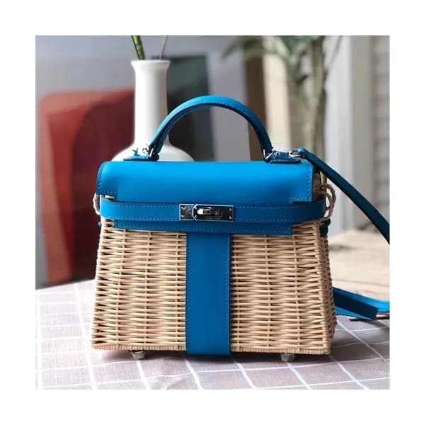 Hermes 2019 Kelly Picnic Rattan Tote Bag ,20cm - 에… - 1