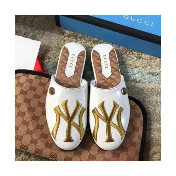 Gucci 2019 Ladies Yankees GG Steel Logo Slipper - … - 1