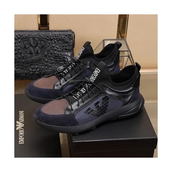 Armani 2020 Mens Leather & Canvas Sneakers - 알마니 … - 1