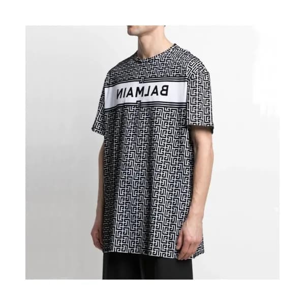 Balmain Mens Logo Cotton Short Sleeved Tshirs Bla… - 1