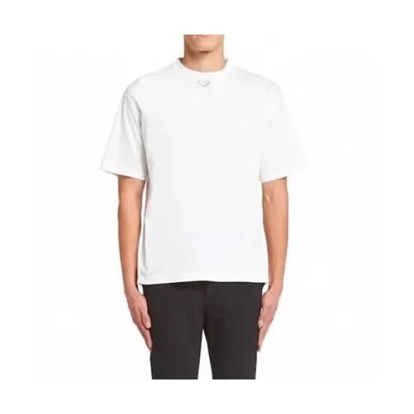 Prada Mens Basic Logo Short Sleeved Tshirts White… - 1