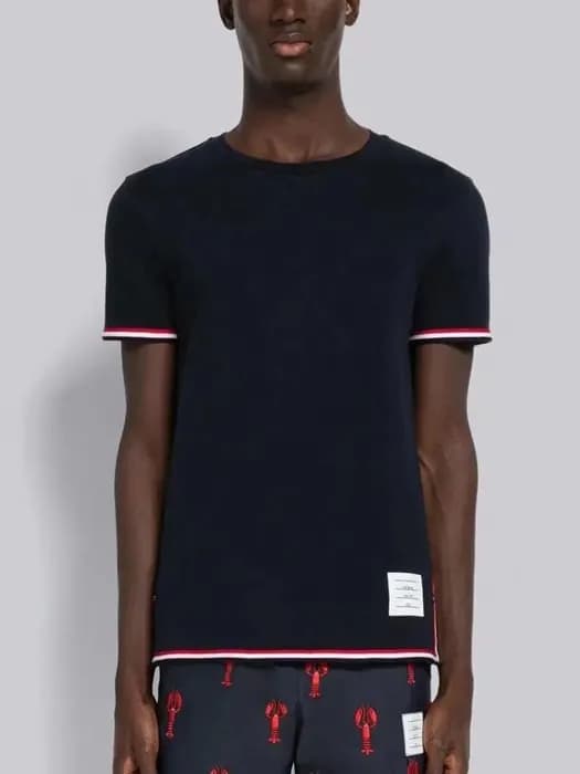 Thom Browne Mens Casual Short Sleeved Tshirts Nav… - 1