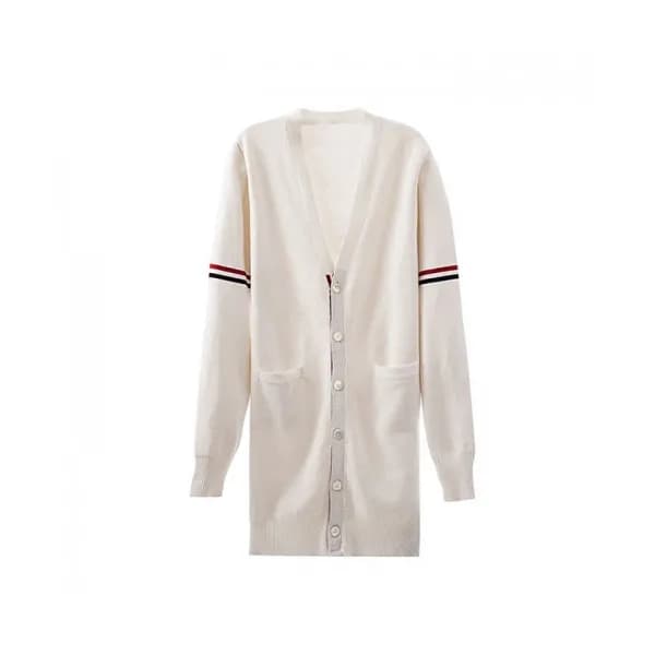 Thom Browne Mm/Wm Strap V-neck Cardigan White - 톰… - 1