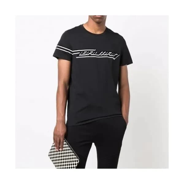 Balmain Mens Logo Cotton Short Sleeved Tshirs Bla… - 1