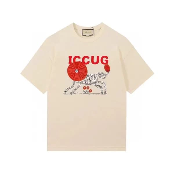 구찌 남/여 크루넥 아이보리 반팔티 - Unisex Ivory Tshirts - guc04… - 1