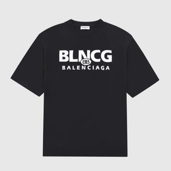 발렌시아가 남성 크루넥 블랙 반팔티 - Mens Black Tshirts - bal0132… - 1