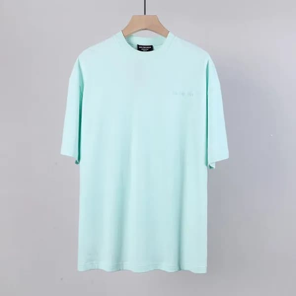 발렌시아가 남성 크루넥 블루 반팔티 - Mens Blue Tshirts - bal01379… - 1
