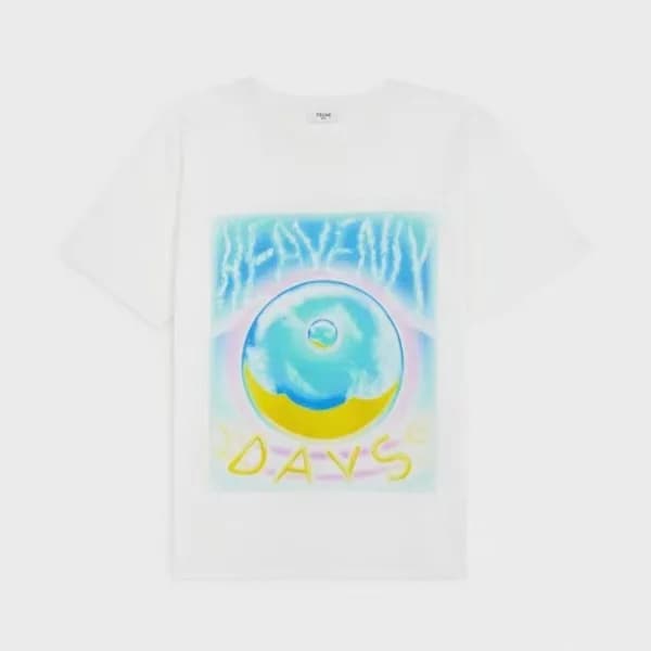 셀린느 남성 크루넥 화이트 반팔티 - Mens White Tshirts - cel0250x - 1