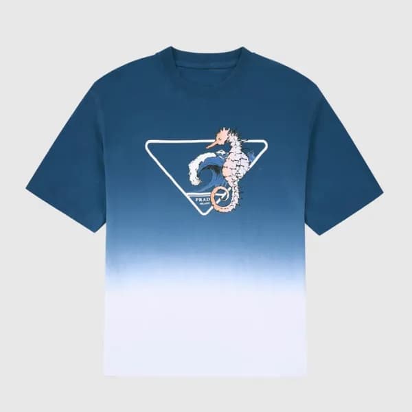 프라다 남성 크루넥 블루 반팔티 - Mens Blue Tshirts - Pra02687x - 1