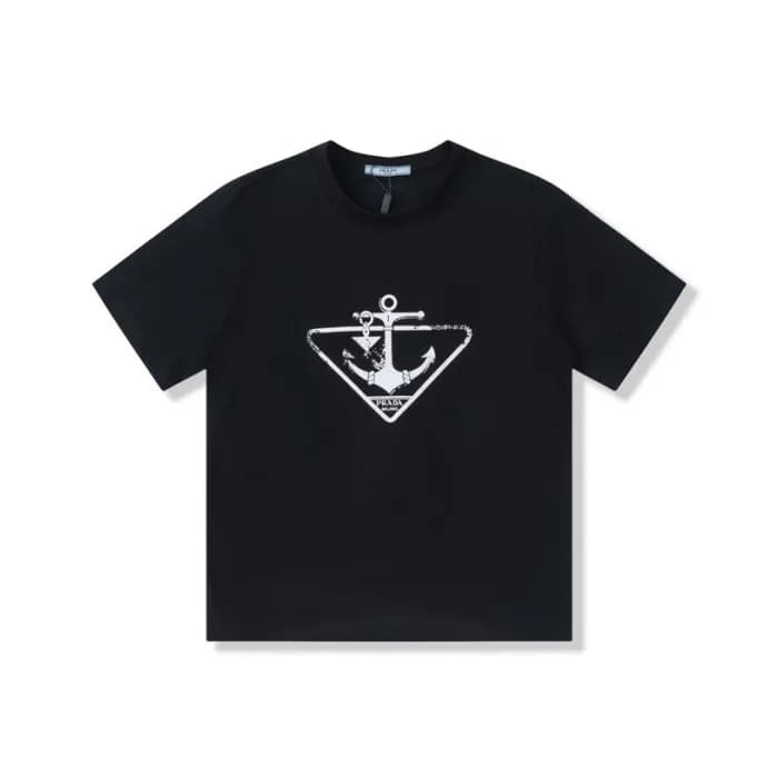프라다 남성 크루넥 블랙 반팔티 - Mens Black Tshirts - Pra02703x - 1