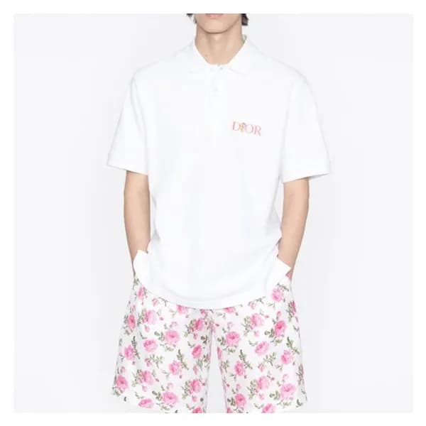 디올 남성 화이트 폴로 반팔티 - Dior Mens White Tshirts - dio19… - 1