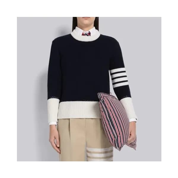 톰브라운 여성 네이비 크루넥 니트 - Thom Browne Womens Navy Knits… - 1