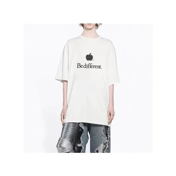 발렌시아가 남성 크루넥 화이트 반팔티 - Balenciaga Mens White Short… - 1
