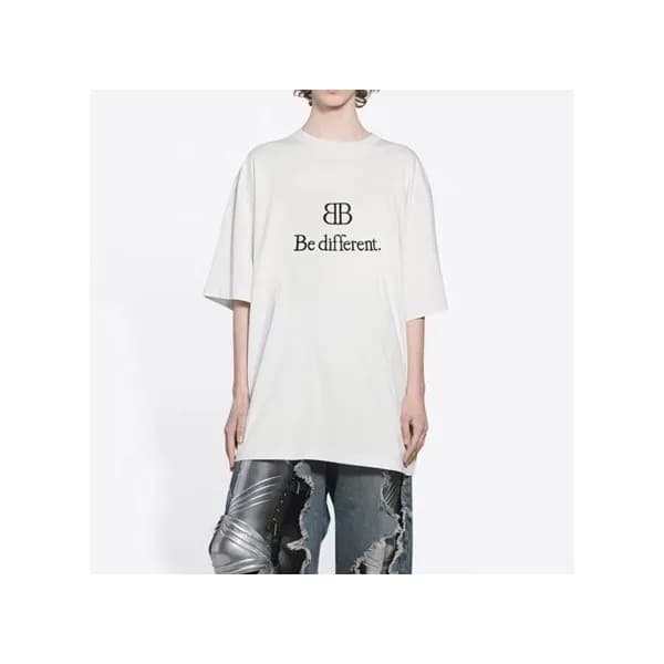 발렌시아가 남성 크루넥 화이트 반팔티 - Balenciaga Mens White Short… - 1