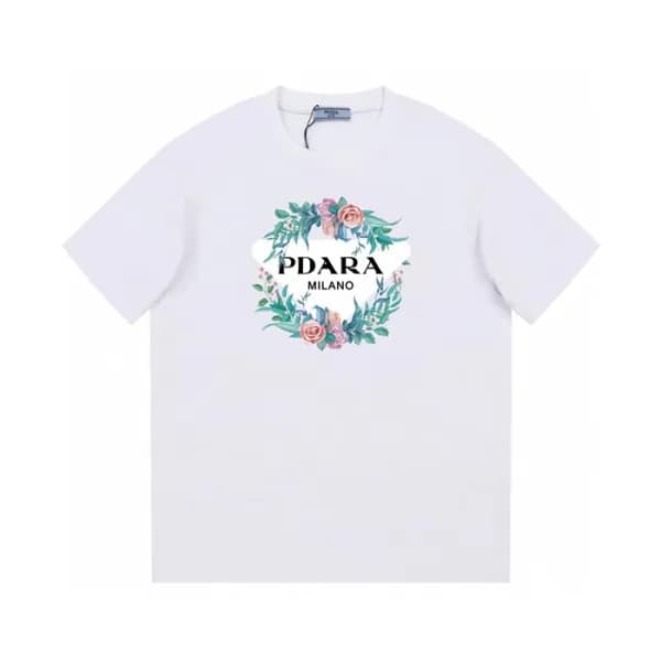 프라다 남성 크루넥 화이트 반팔티 - Prada Mens White Short sleeve… - 1