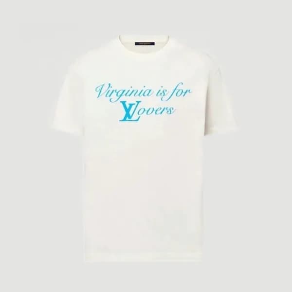 루이비통 남성 화이트 크루넥 반팔티 - Louis vuitton Mens White Sho… - 1