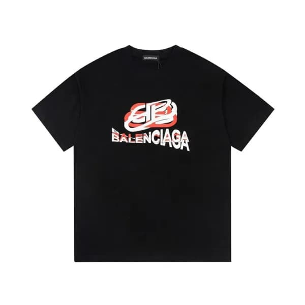 발렌시아가 남성 블랙 크루넥 반팔티 - Balenciaga Mens Black Short … - 1