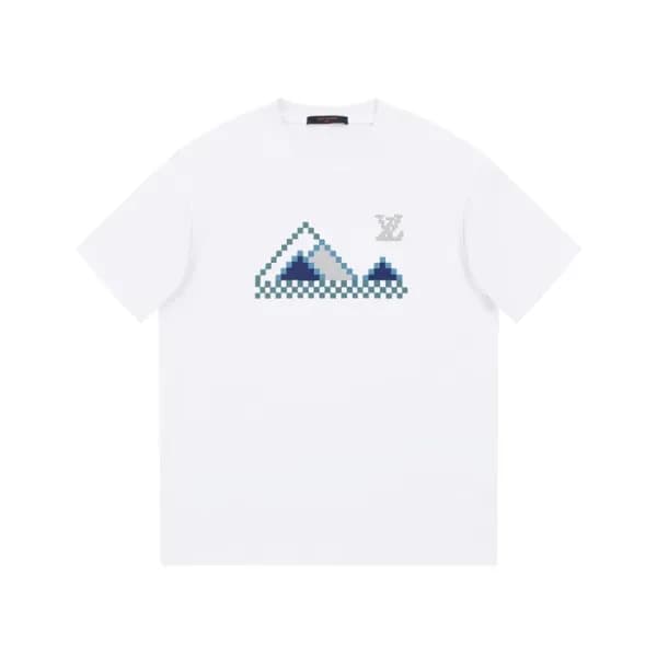 루이비통 남성 화이트 크루넥 반팔티 - Louis vuitton Mens White Sho… - 1
