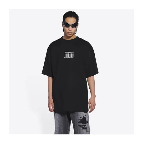 발렌시아가 남성 블랙 크루넥 반팔티 - Balenciaga Mens Black Short … - 1